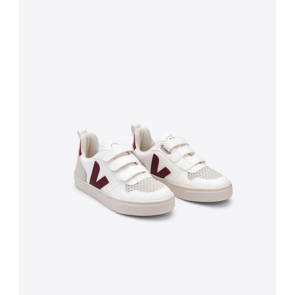 Veja V-10 CWL Kids' Sneakers White/Burgundy | NZ 861PJJ